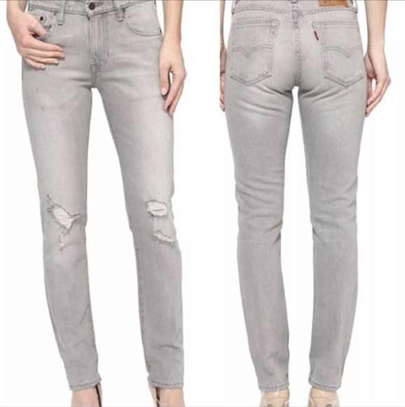 Levi's 505 C Straight Leg Gray Distressed Jeans 26x30 - Picture 2 of 7